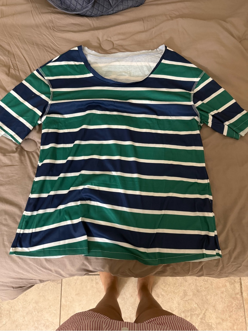 Off shoulder stripped shirt